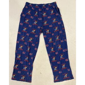 KU Kansas University Jayhawk Lounging Pants Pajamas XL Blue‎ Red Logo Comfort